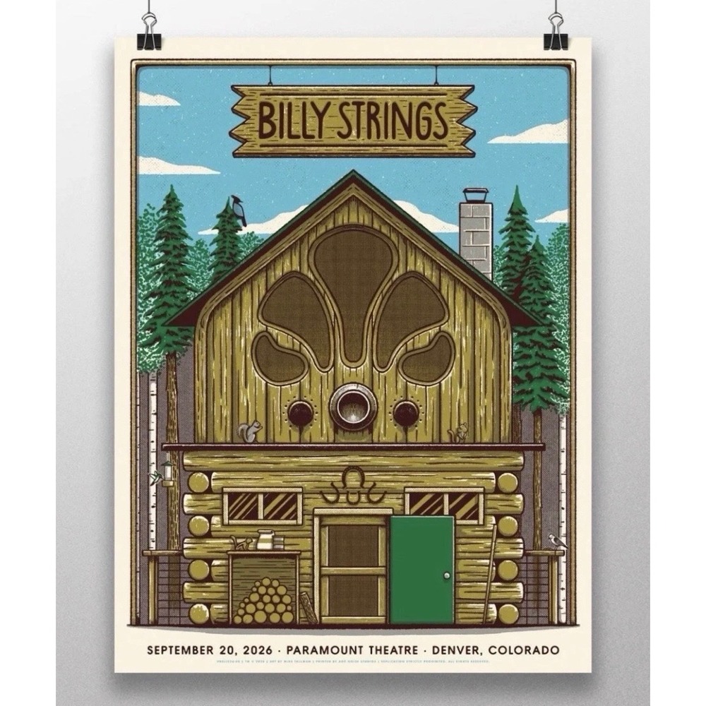 Billy Strings Denver 2026 Paramount Theatre Concert Poster Mike Tallman Art